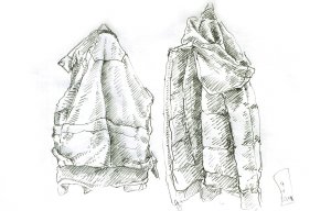 Zwei Jacken an der Garderobe - Bild 2 [Zeichnung]